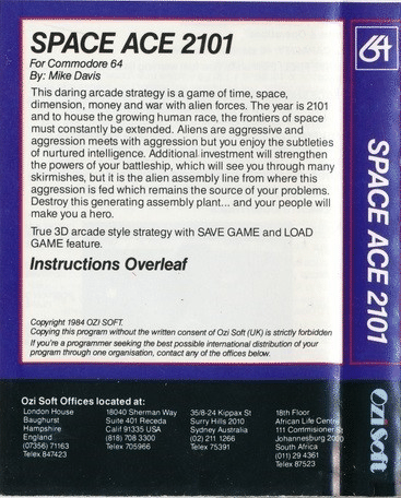 ACE 2 the Ultimate Head to Head Conflict box art for Commodore 64